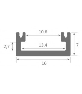 Aluminum profile for place on surfaces model MINI MINO