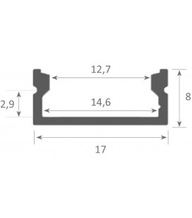 Aluminum profile for place on surfaces model MIÑO