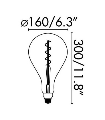 Bombilla LED con filamento A160 ámbar 5W regulable de Faro Barcelona