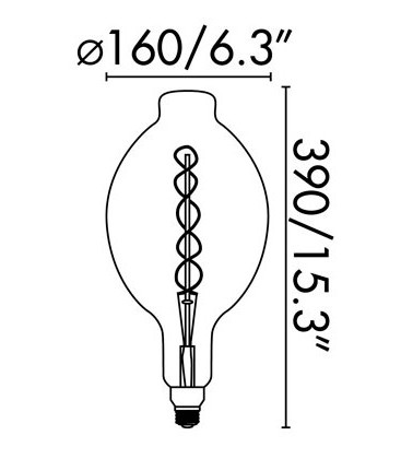 Bombilla LED con filamento BT180 ámbar 8W regulable de Faro Barcelona