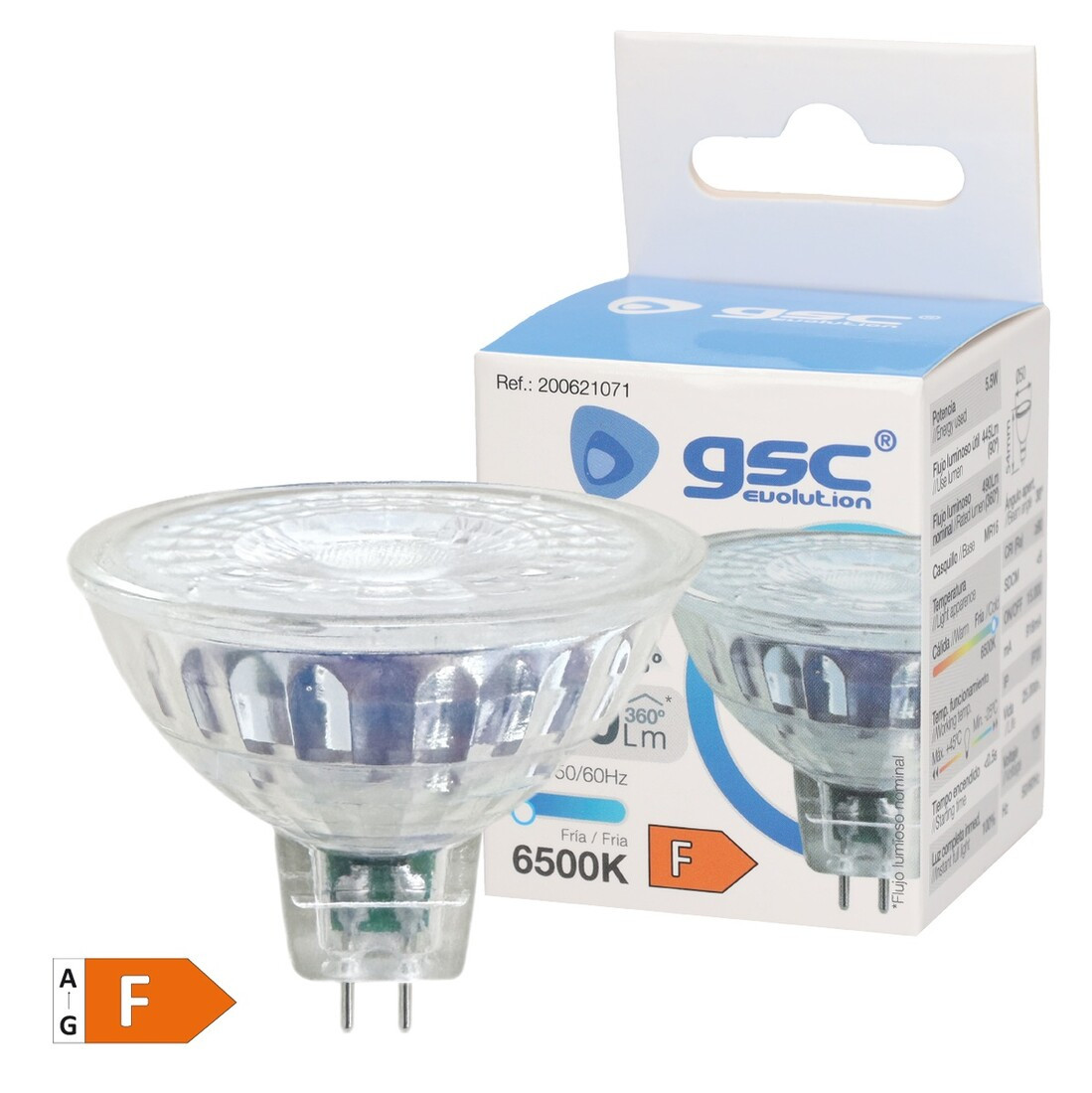 200621071 LAMPARA LED DICROICA CRISTAL 38º 5,5W MR16 6500K GSC