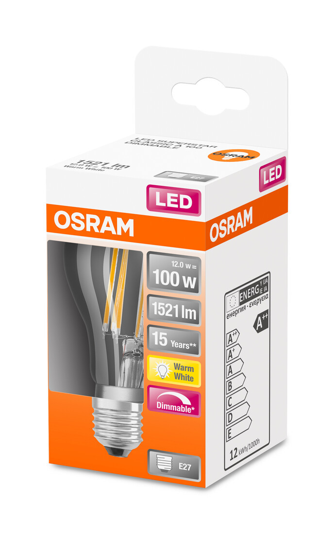 245907 LAMPARA STANDARD FIL LED REGULABLE E27 12W 2700K RETROFIT OSRAM