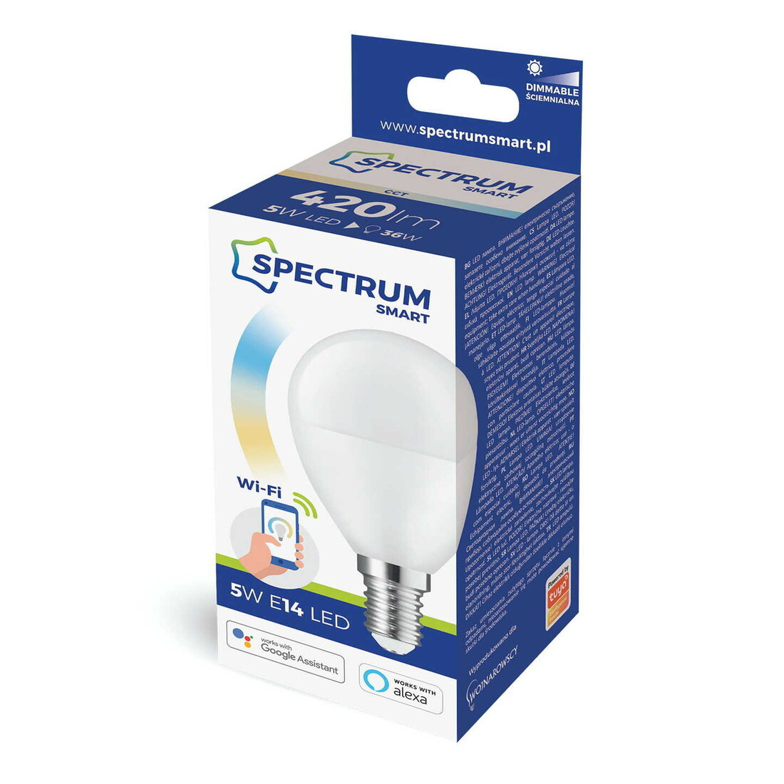 WOJ14414 LAMPARA ESFERICA LED 5W E14 SMART REG SPECTRUM