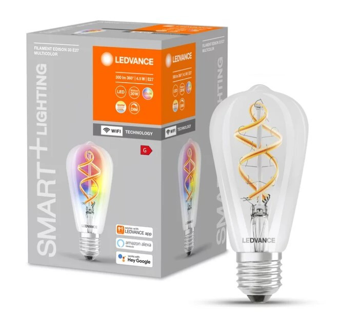 609914 LAMPARA SMART PERA FIL LED 4,5W E27 RGB+W LEDVANCE