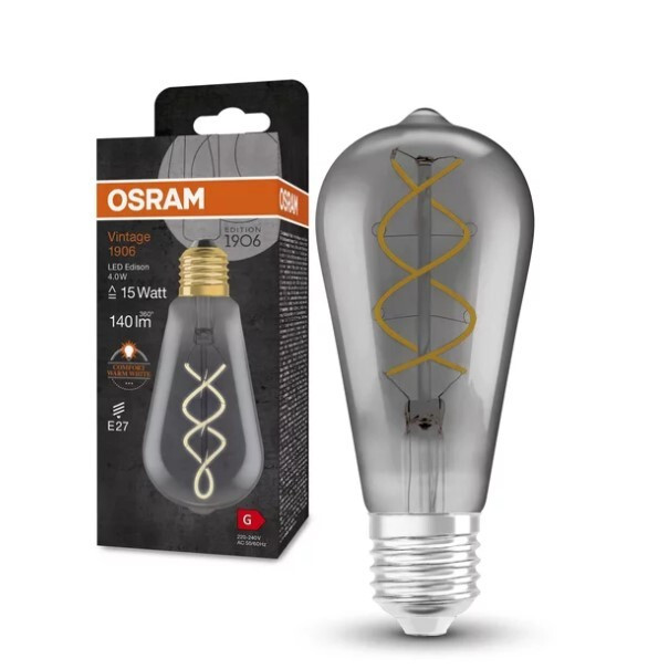 091315 LAMPARA PERA EDISION FIL LED E27 5W 1800K VINTAGE SMOKE 1906 OSRAM