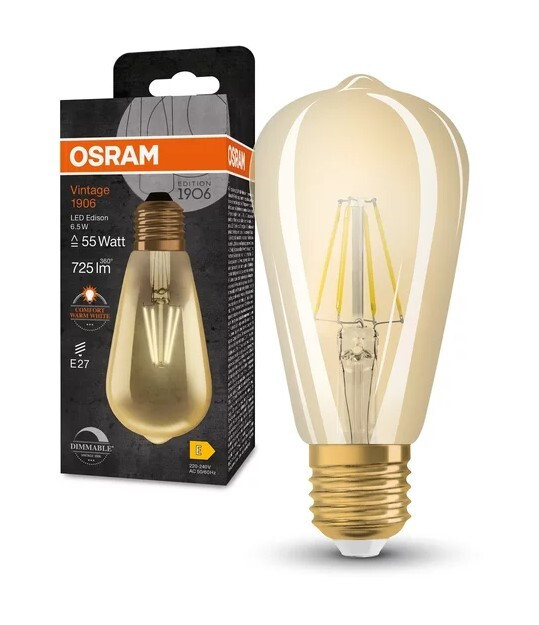 081514 LAMPARA EDISON FIL LED E27 6,5W 2400K REGULABLE OSRAM