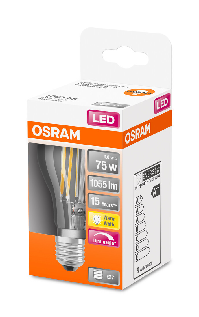 436886 LAMPARA STANDARD FIL LED REGULABLE E27 8,5W 2700K RETROFIT OSRAM