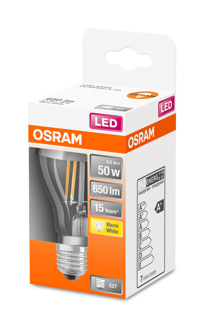 427860 LAMPARA STANDARD PLATA FIL LED E27 6,5W 2700K RETROFIT MIRROR OSRAM