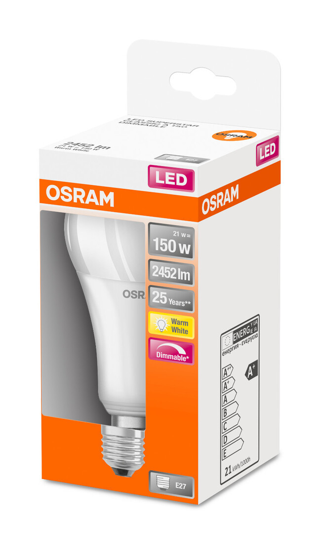 433847 LAMPARA STANDARD LED REGULABLE E27 21W 2700K SUPERSTAR OSRAM