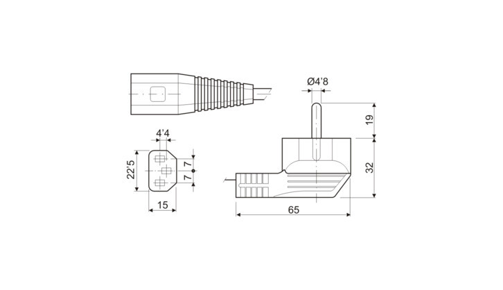 36.753/180 1,8m PROLONGACION SCHUKO A BASE TRIPOLAR DH