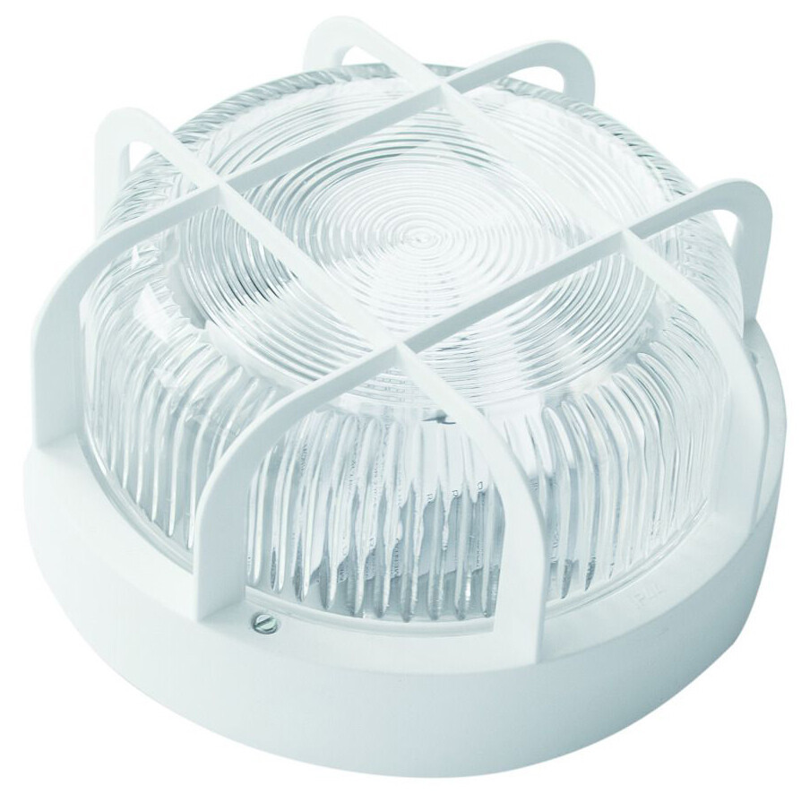 7200 B APLIQUE ESTANCO REDONDO E27 C/REJILLA BLANCO FENOPLASTICA