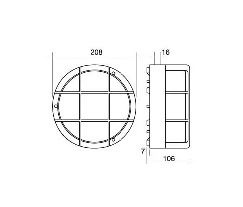 7200 B APLIQUE ESTANCO REDONDO E27 C/REJILLA BLANCO FENOPLASTICA