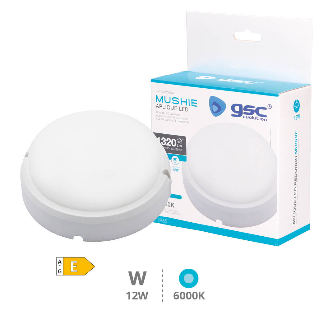 200205070 APLIQUE REDONDO LED 12W 6500K IP65 MUSHIE GSC