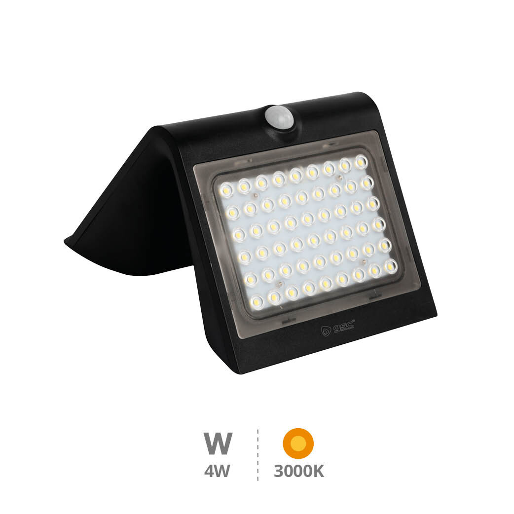 200210012 APLIQUE SOLAR LED LUKULU NEGRO CON SENSOR MOV 4W IP65 4000K GSC