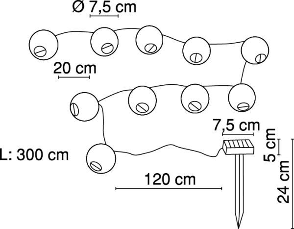 33971 3m GUIRNALDA SOLAR 10 BOLAS COLORES IP44 GLOBO