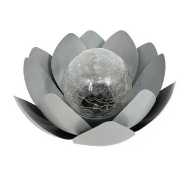 G2216 NENUFAR SOLAR DECORATIVO FRIO METAL+VIDRIO 25cm GALIX