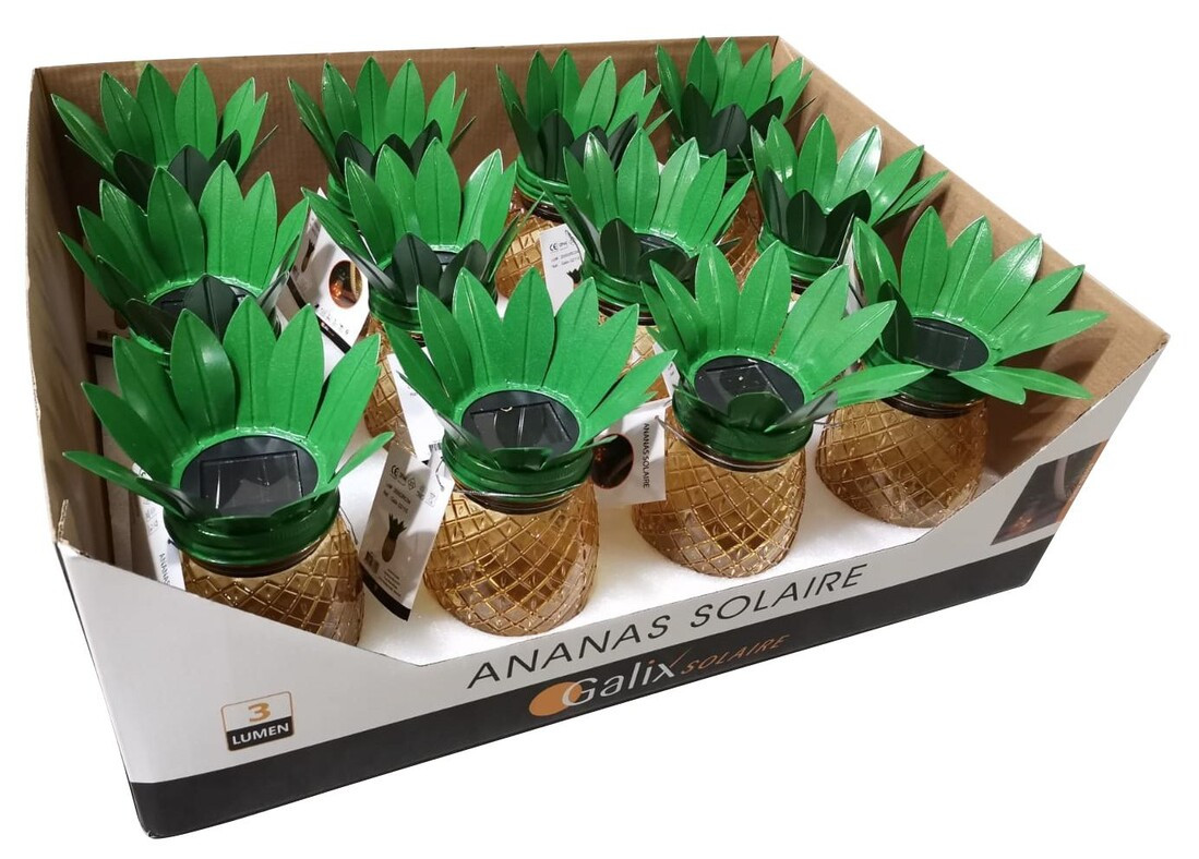 G2110 PIÑA SOLAR DECORATIVA METAL+VIDRIO GALIX