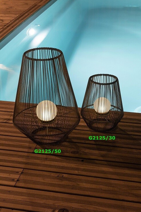 G2125/30 LAMPARA SOLAR JAULA 30cm C/BOLA METAL+POLIETILENO GALIX