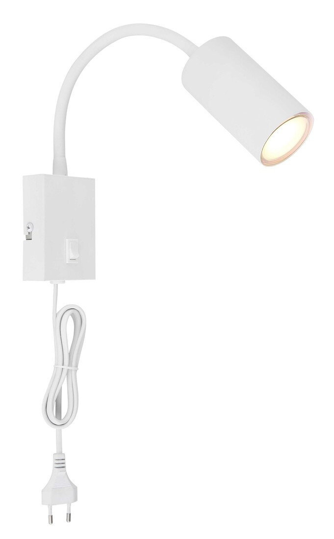 57911WW APLIQUE DE PARED PLASTICO Y METAL BLANCO 1XGU10 25W ROBBY GLOBO