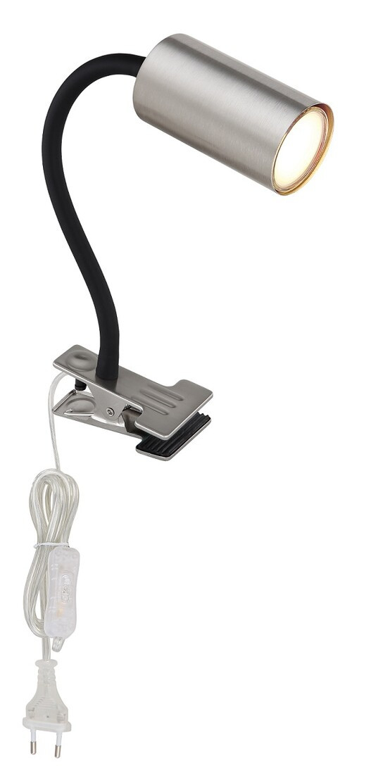 57911K APLIQUE FOCO PARED PINZA ENCHUFABLE 1xGU10 25W 230V NIQUEL ROBBY GLOBO