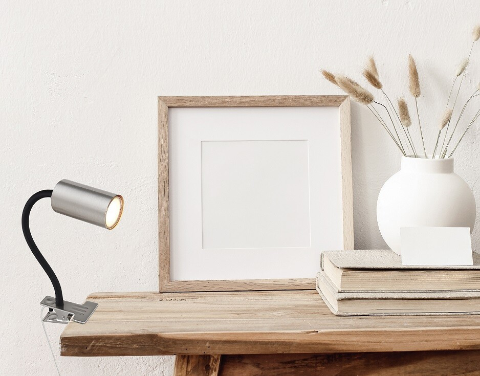 57911K APLIQUE FOCO PARED PINZA ENCHUFABLE 1xGU10 25W 230V NIQUEL ROBBY GLOBO