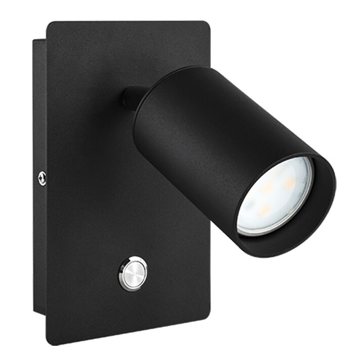 2076002-N APLIQUE LED DE PARED NEGRO C/INTERRUPTOR GU10