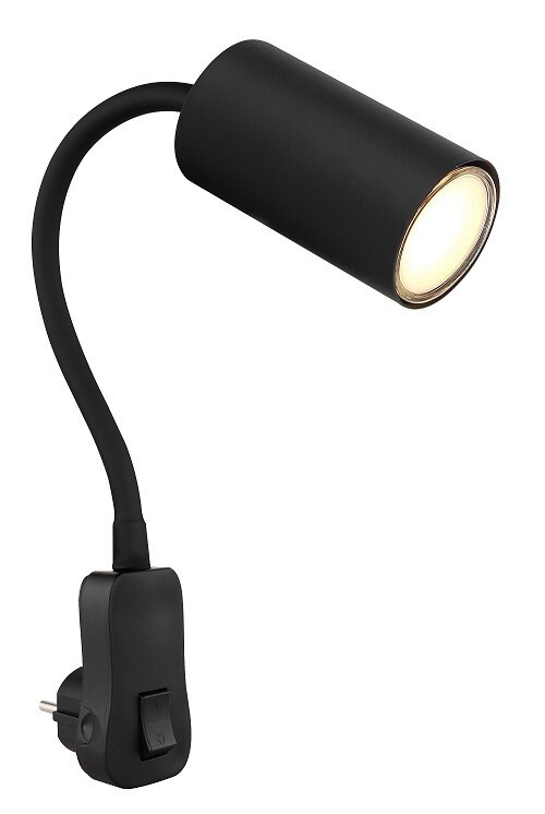 57911DPB APLIQUE FOCO PARED ENCHUFABLE 1xGU10 25W 230V NEGRO ROBBY GLOBO