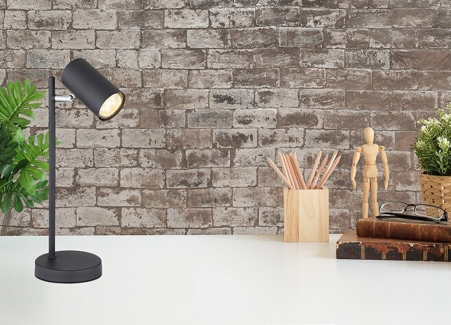 57910TB LAMPARA SOBREMESA LED 1xGU10 5W 230V NEGRA ROBBY GLOBO