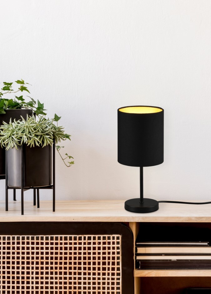 R50491080 LAMPARA SOBREMESA 1xE14 NEGRO ORO JERRY TRIO