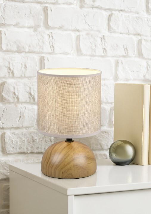 R50351035 LAMPARA SOBREMESA REDONDA 1xE14 IP20 ACABADO MADERA LUCI TRIO