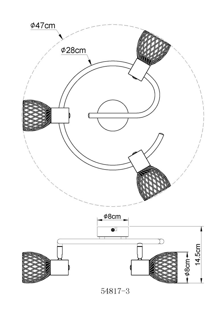 54817-3 REGLETA METAL COLOR OXIDO Y MADERA 3XE27 40W ISABELLE GLOBO