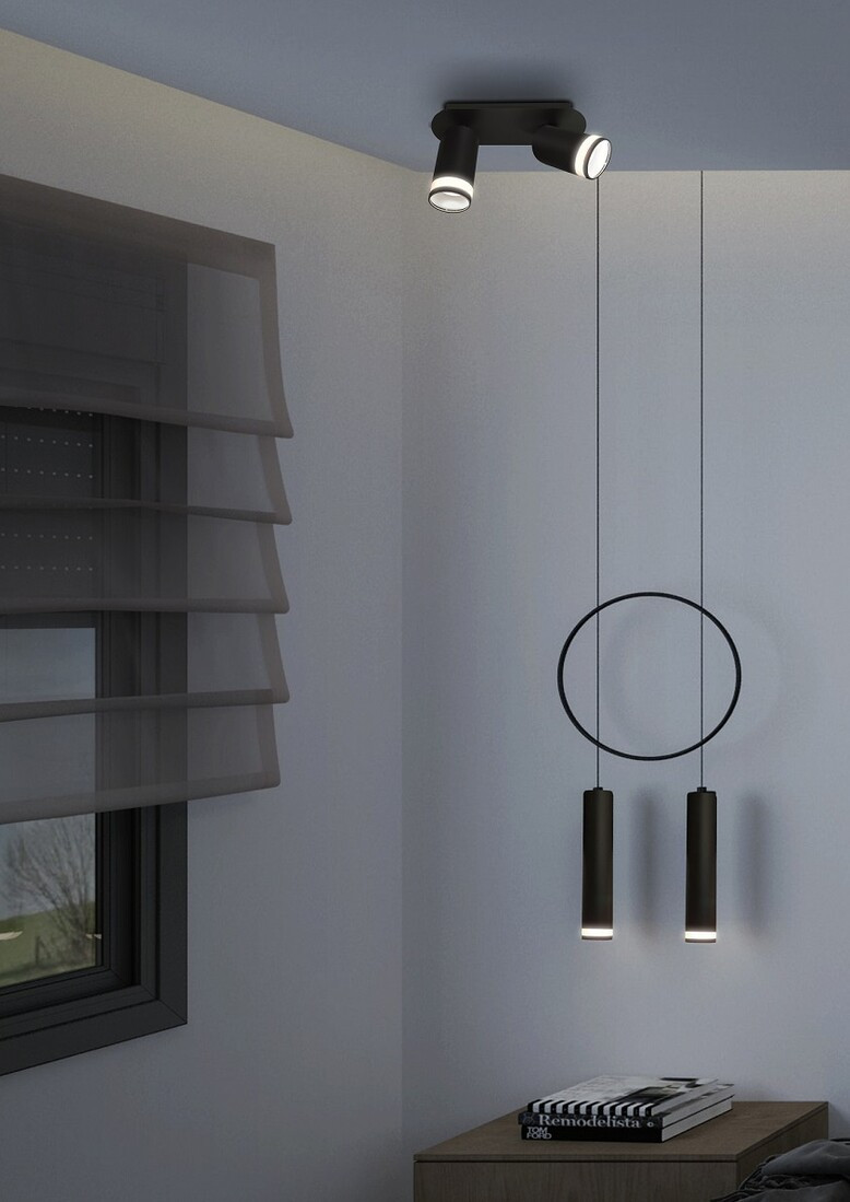 10574 FOCO 2xGU10 ALUMINIO NEGRO 40W DIVO JUERIC