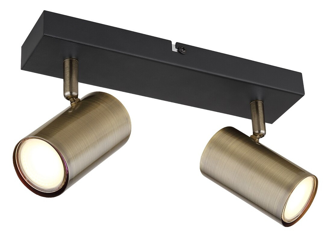 57911-2M REGLETA 2 FOCOS 2xGU10 25W 230V LATON ANTIGUO ROBBY GLOBO