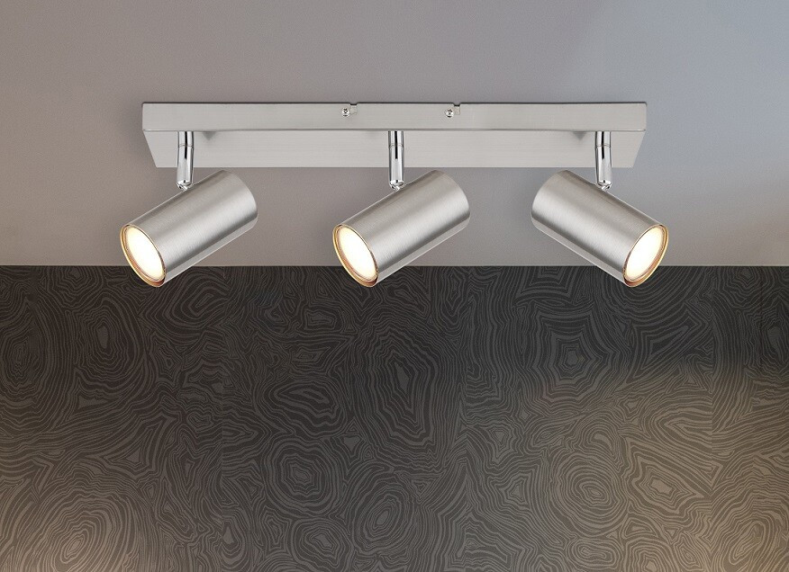57911-3 REGLETA 3 FOCOS 3xGU10 35W 230V NIQUEL ROBBY GLOBO