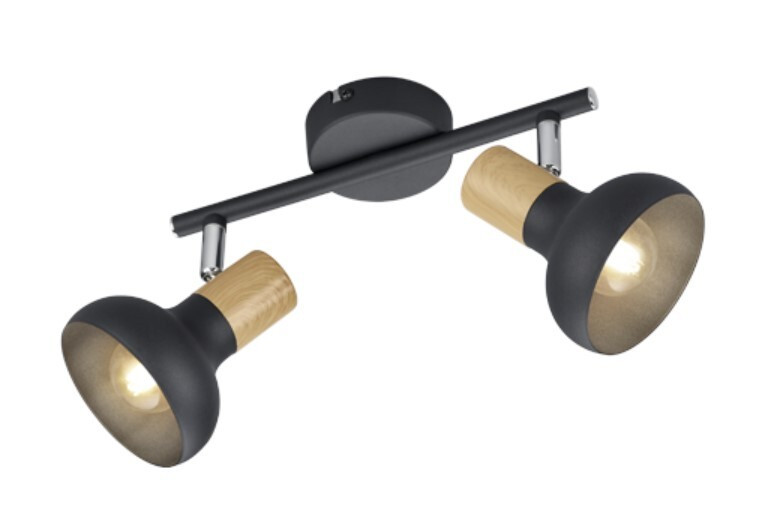 R81522032 REGLETA 2 FOCOS 2xE14 NEGRA LATIKA TRIO