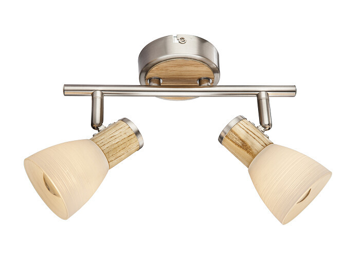 54352-2 REGLETA 2 FOCOS 2xE14 40W 230V MADERA OPALO GYLFI GLOBO