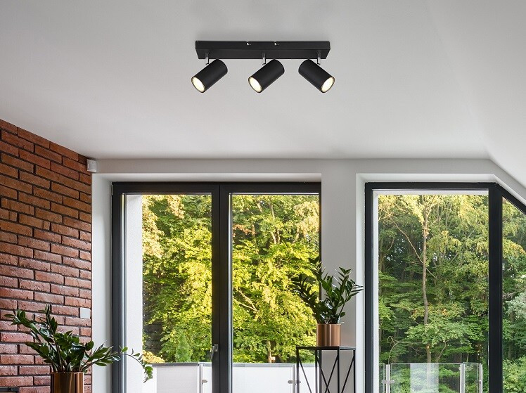 57911-3B REGLETA 3 FOCOS 3xGU10 35W 230V NEGRO ROBBY GLOBO