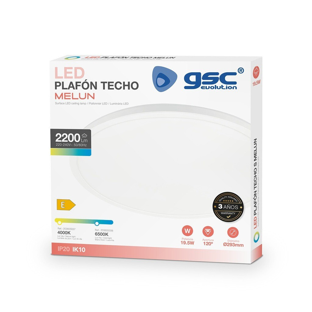 203605037 PLAFON LED REDONDO MELUN 19,5W 4000K BLANCO