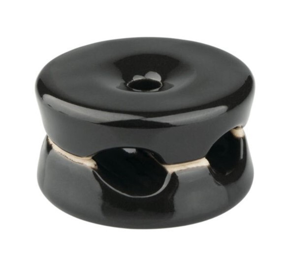1400431-N 5UD SUJETACABLES DOBLE DE PORCELANA NEGRO 31X18mm ELECTROBILSA