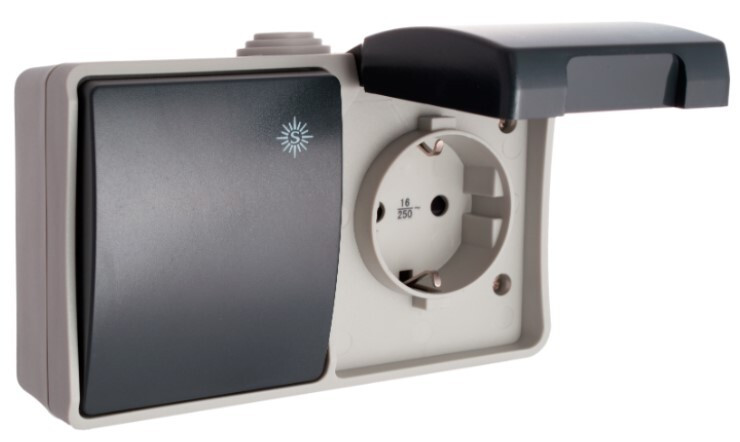 3363 BASE FIJA + CONMUTADOR/INTERRUPTOR ESTANCO IP44 SOLERA