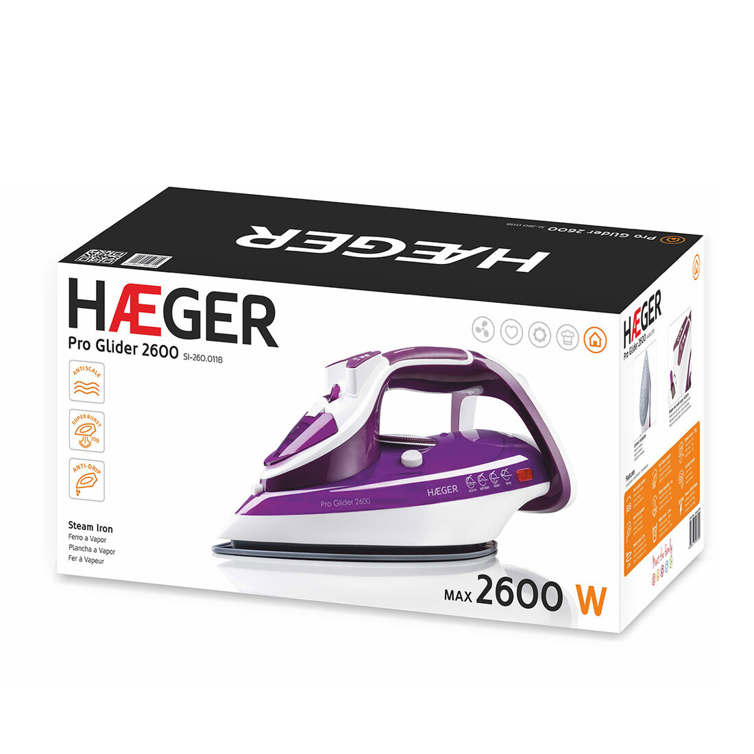 SI-260.011B PLANCHA DE VAPOR CERAMICA 2600W PRO GLIDER HAEGER